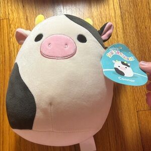 Squishmallows Cow Plush - Black, White, Pink, and Yellow